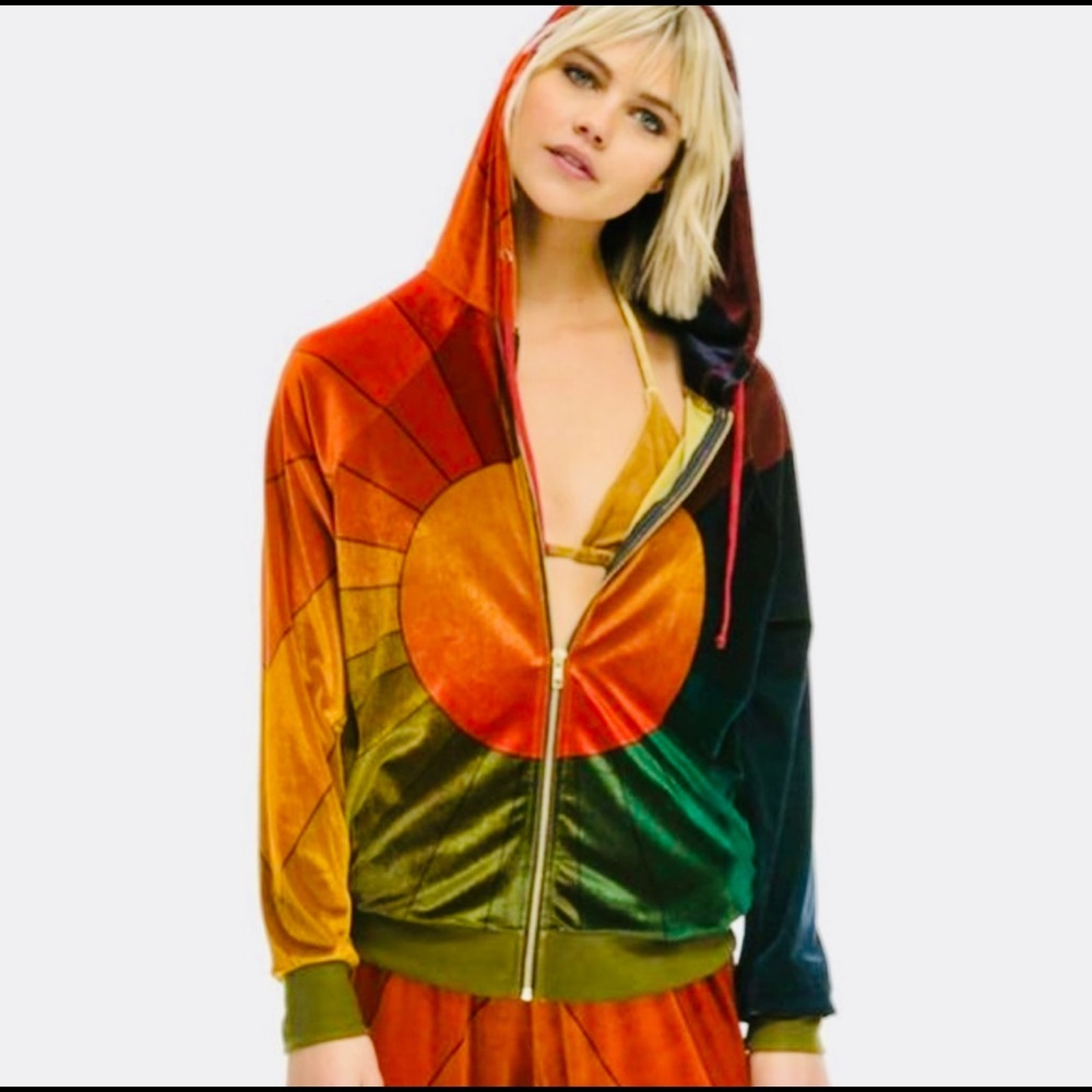 AVIATOR NATION Sunburst Velvet Hoodie (size Large) New
